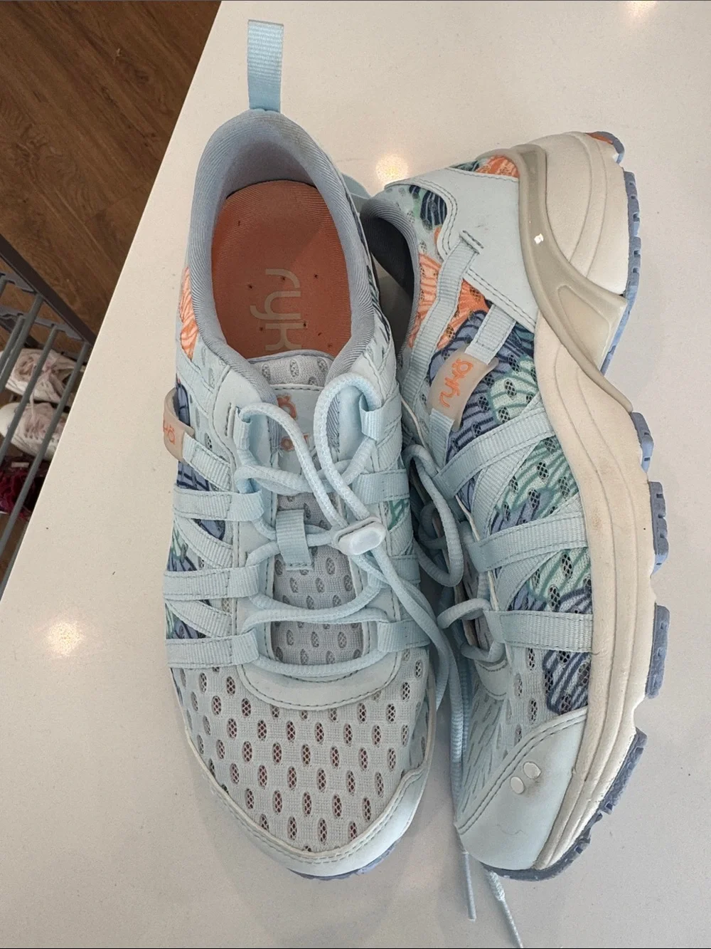 Brand NEW: Ryka Women's Light Blue and Peach Athletic Sneakers - Picture 1 of 5